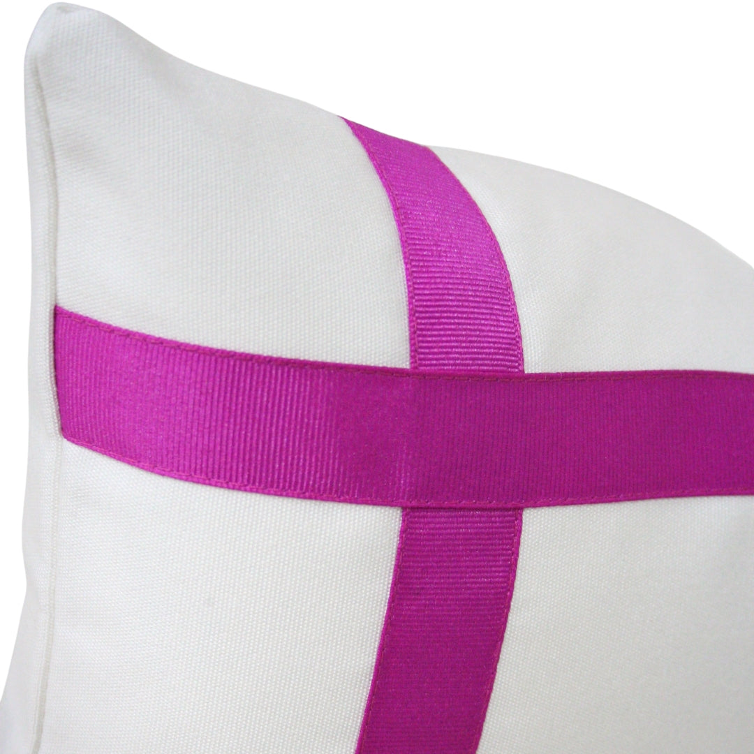 Solid White with Magenta Grosgrain Ribbon