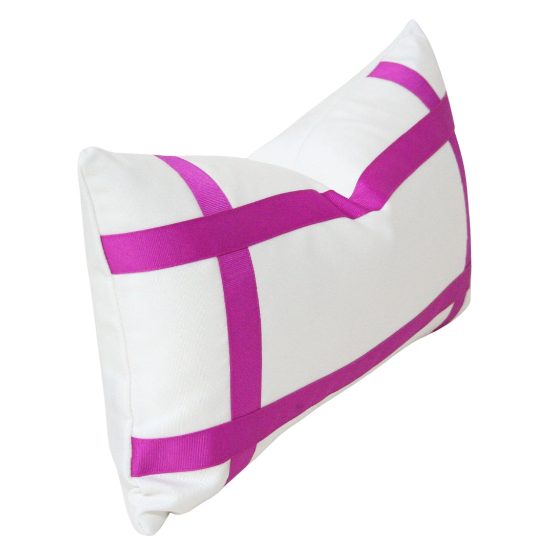 Solid White with Magenta Grosgrain Ribbon