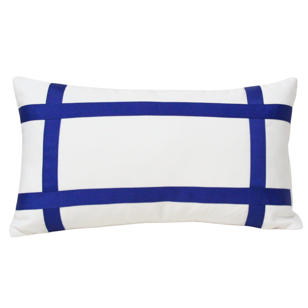 Solid White with Marine Blue Grosgrain Ribbon