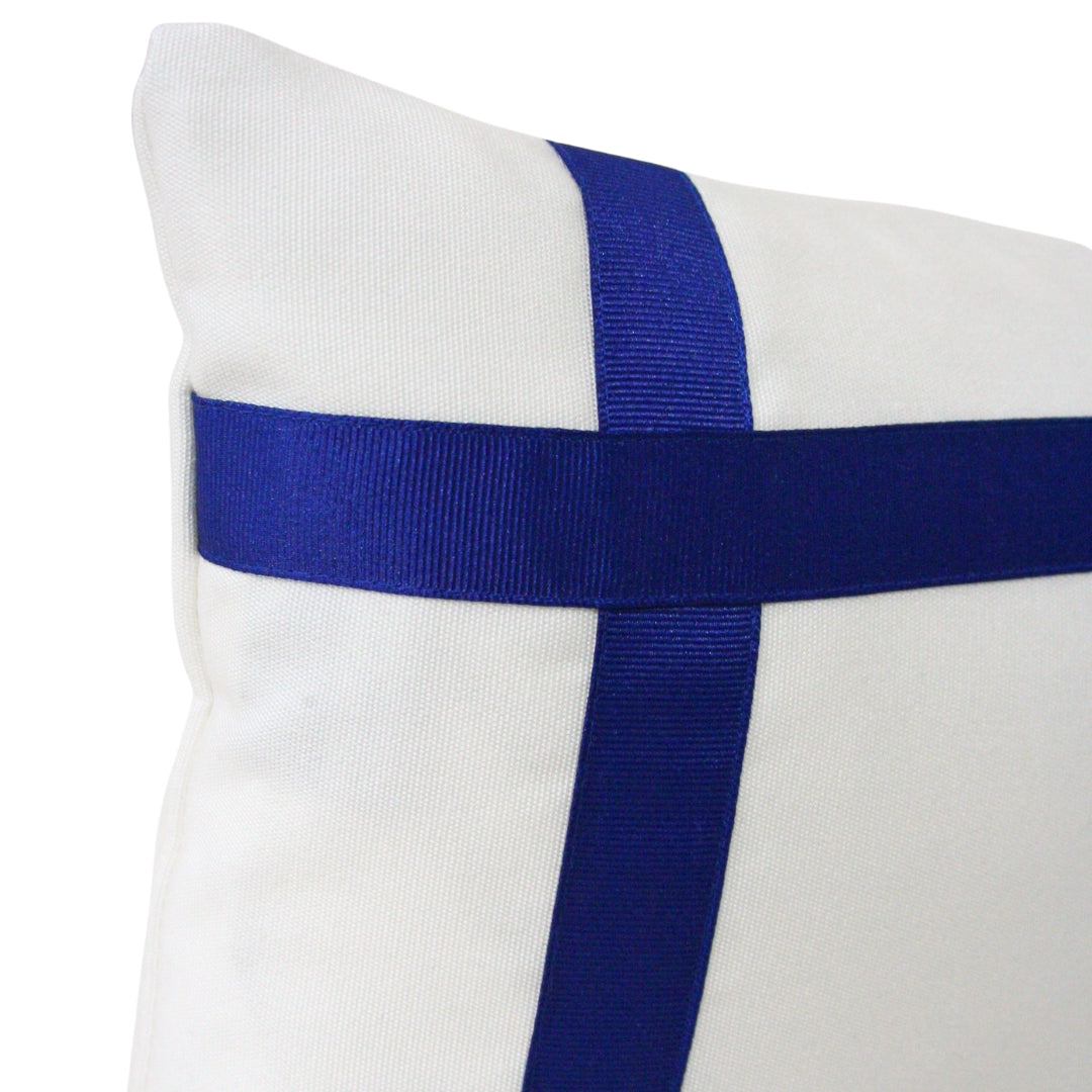 Solid White with Marine Blue Grosgrain Ribbon