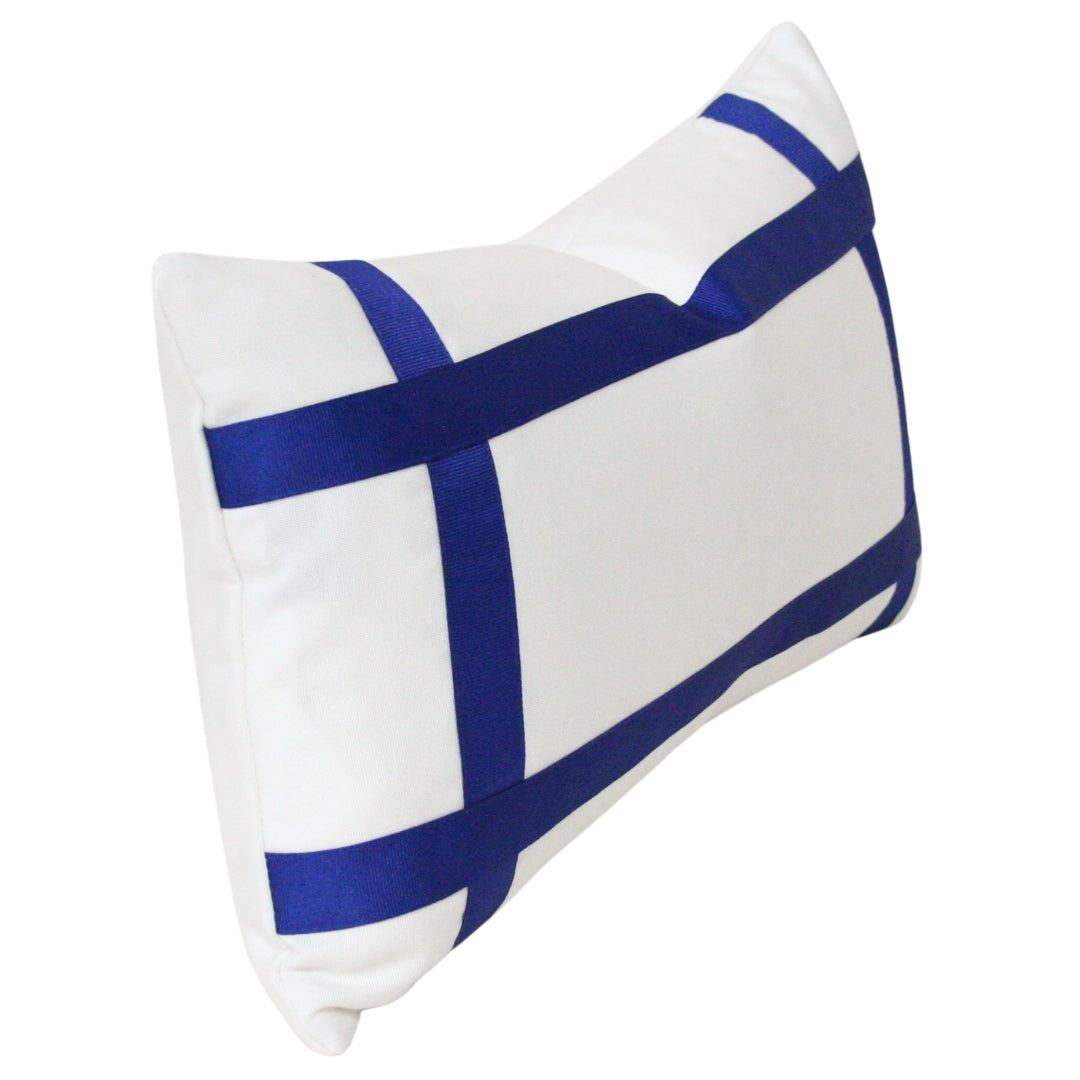 Solid White with Marine Blue Grosgrain Ribbon