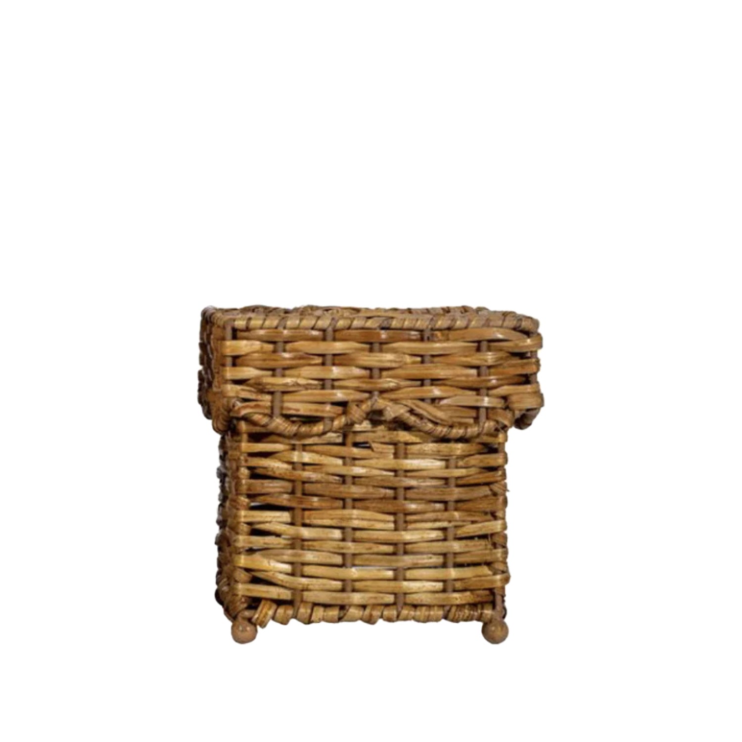 Square Scalloped Wicker Wastepaper Basket & Tissue Holder