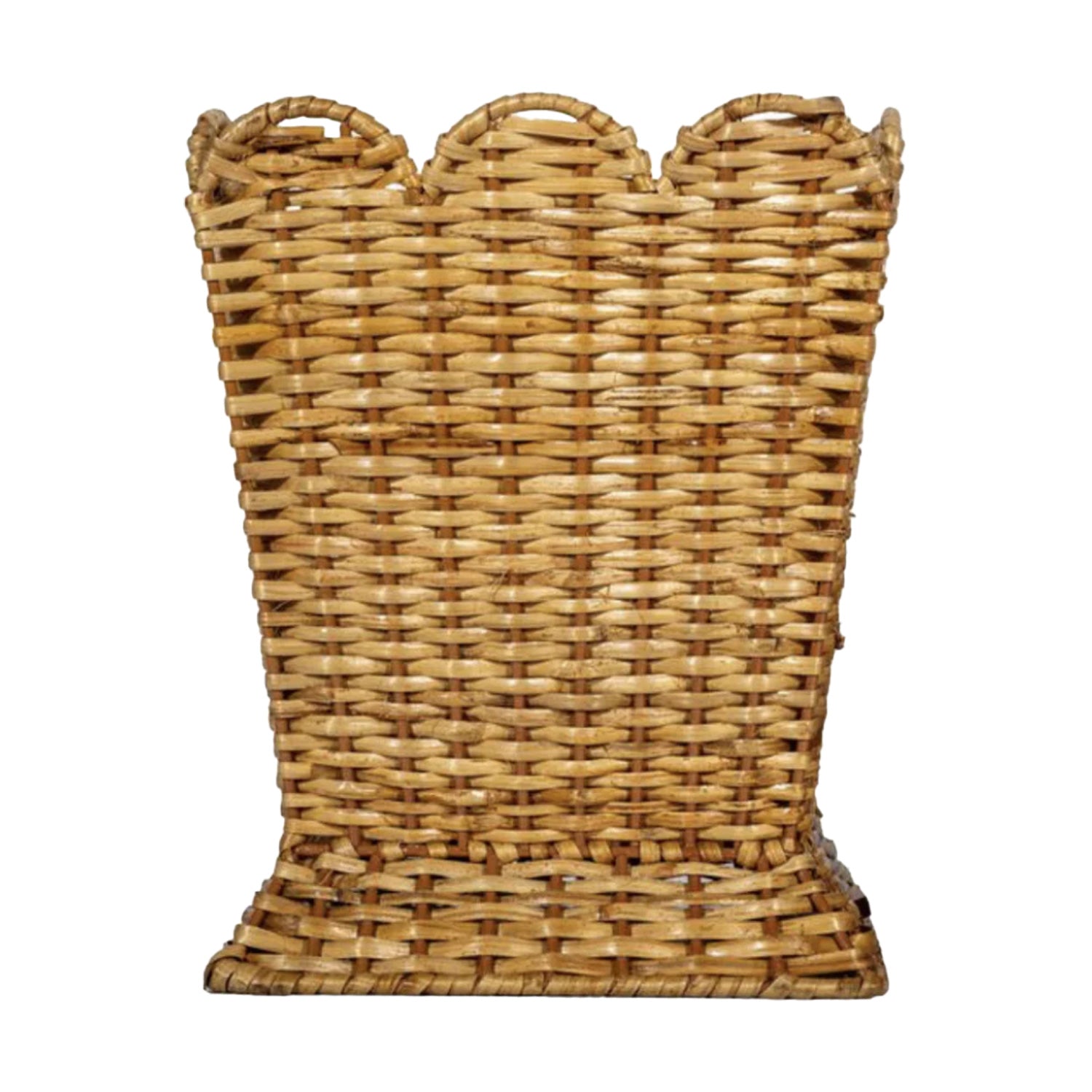 Square Scalloped Wicker Wastepaper Basket & Tissue Holder