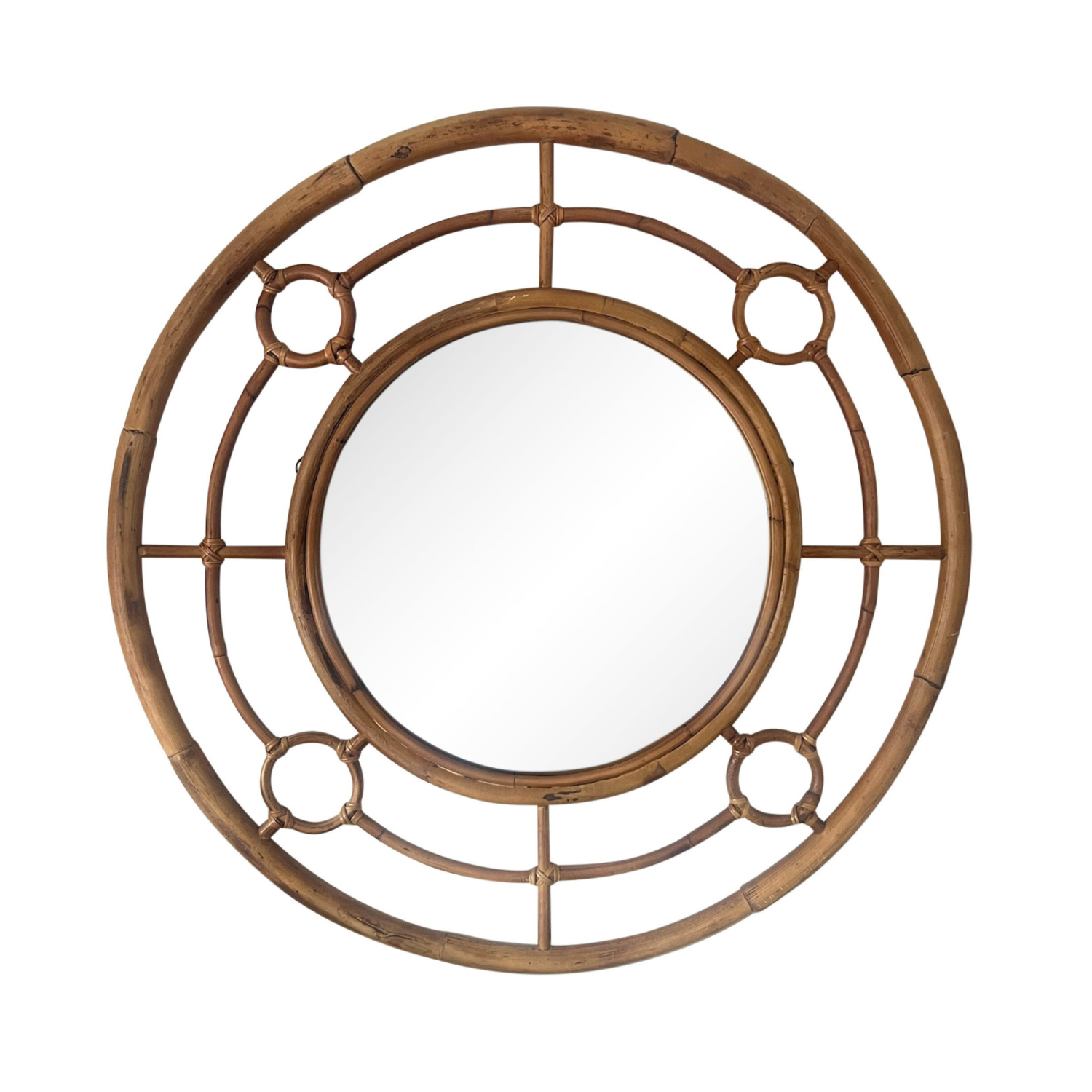 Porthole Mirror - Vintage Cane
