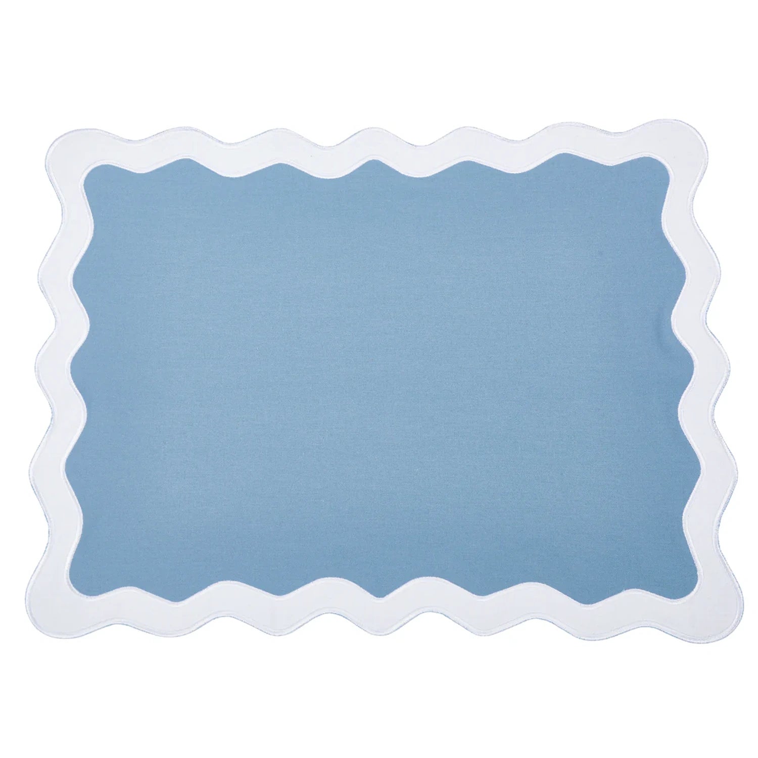 Hampton Pale Blue & White Trim Placemat & Napkin