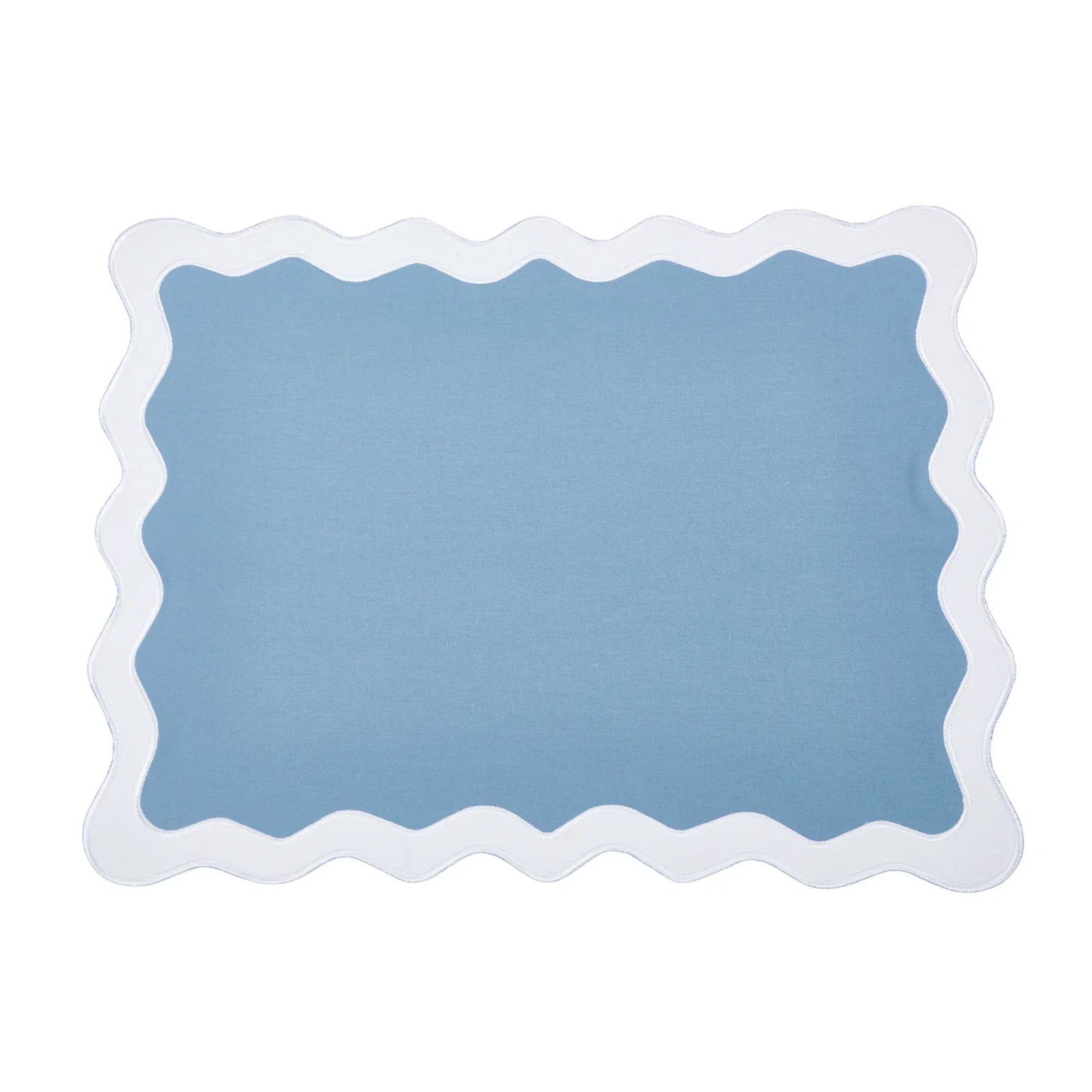 Hampton Pale Blue & White Trim Placemat & Napkin