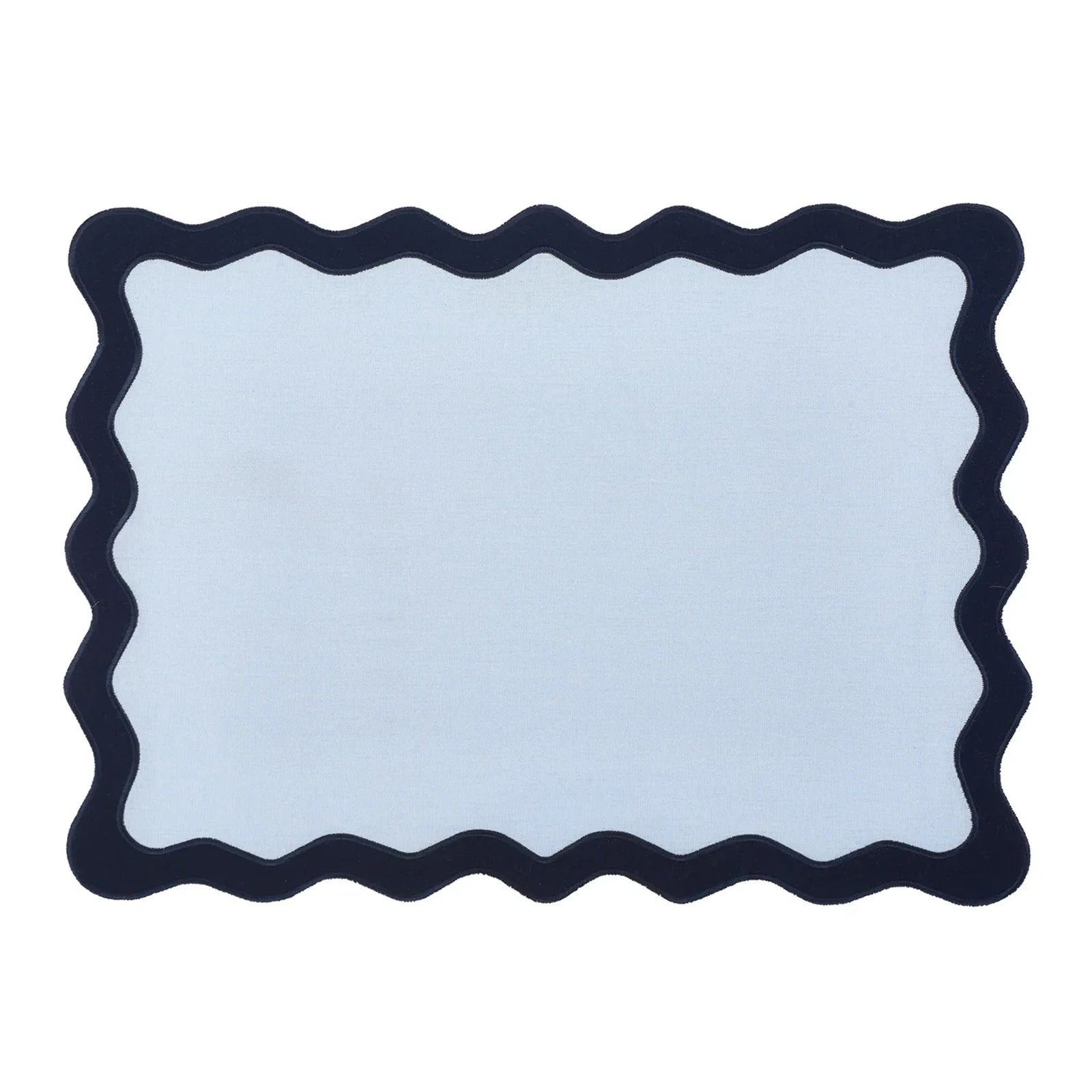 Hampton Pale Blue & Navy Trim Placemat & Napkin