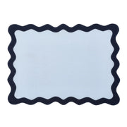 Hampton Pale Blue & Navy Trim Placemat & Napkin