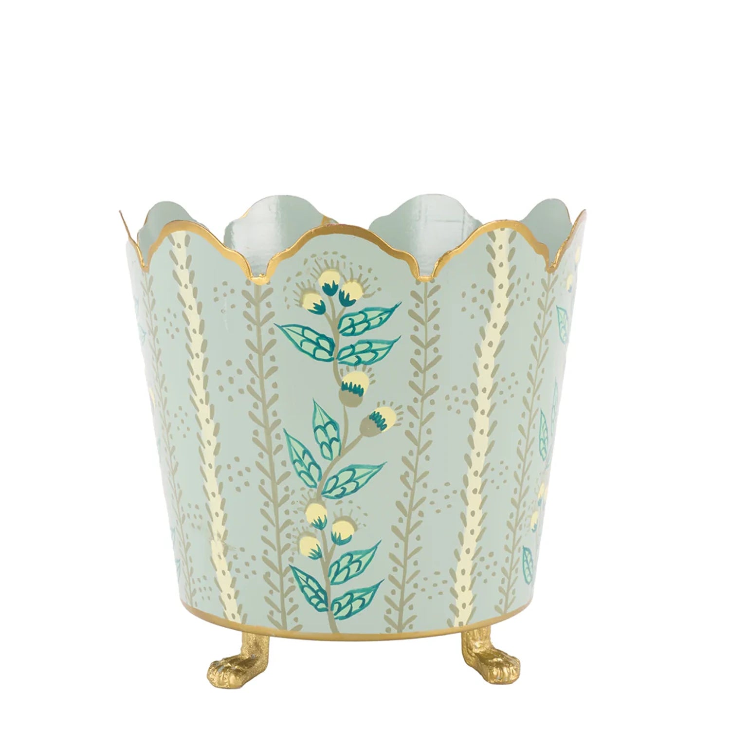 Green & Gold Floral Bucket Planter (3 Sizes)
