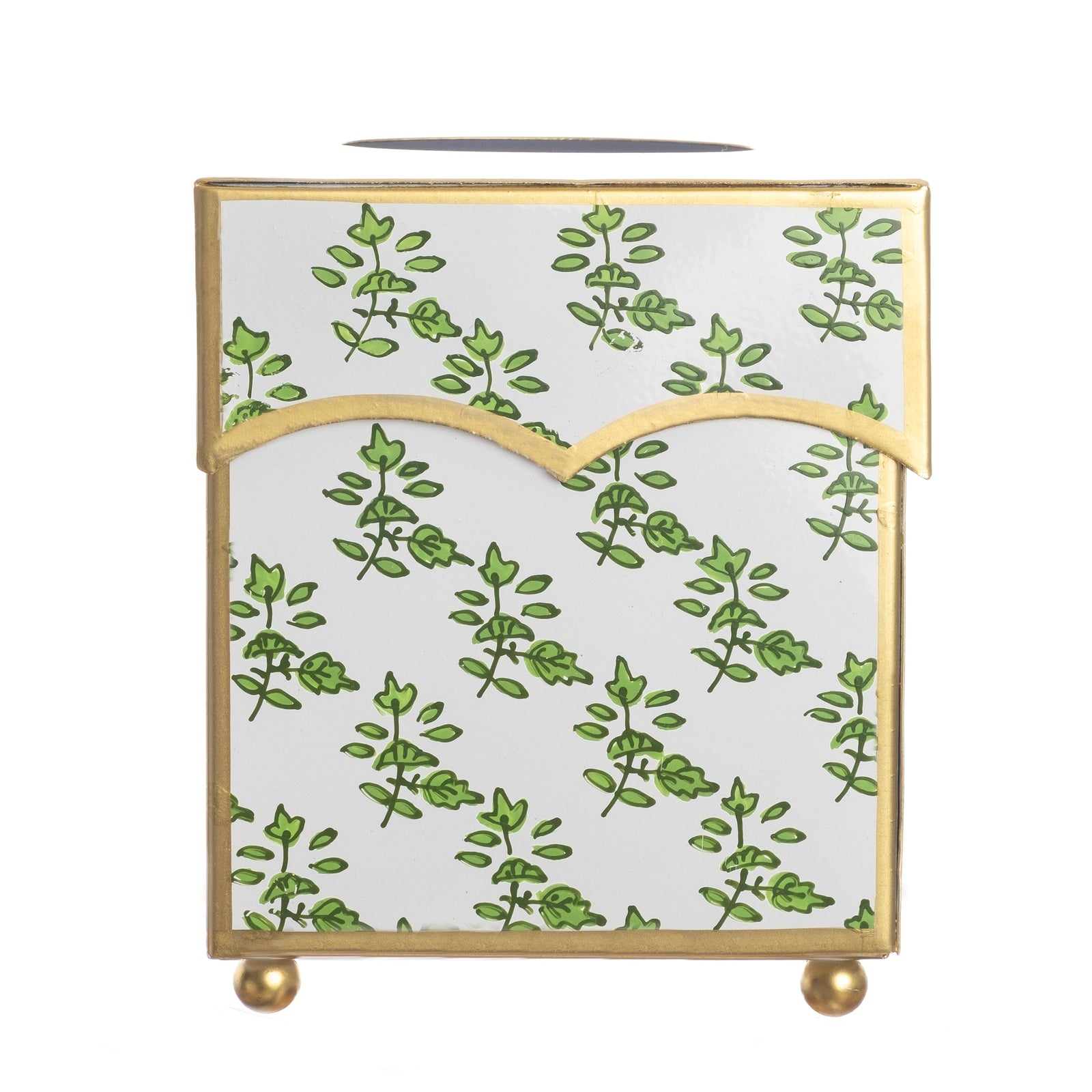 Green Blossom Wastepaper Basket & Tissue