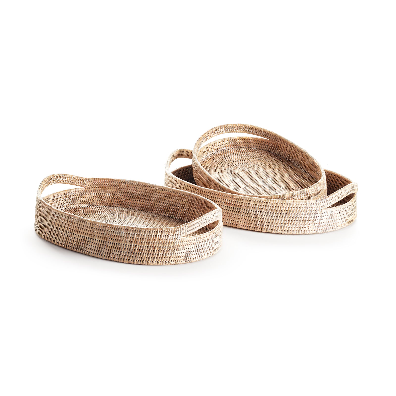 Zoe Rattan Oval Serving Trays, Set of 3