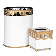Ivory Greek Key Wastepaper Basket & Tissue (3 Options)