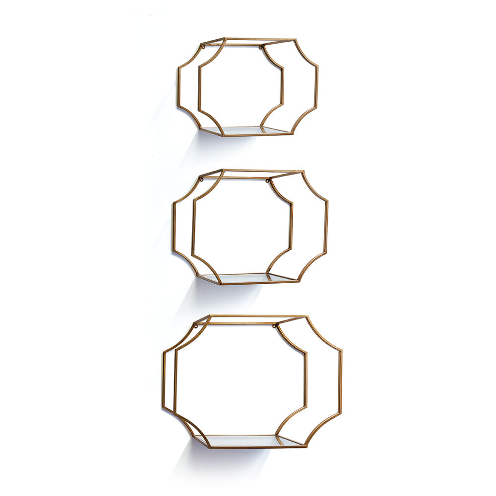 Rowan Mirrored Wall Shelves Set of 3