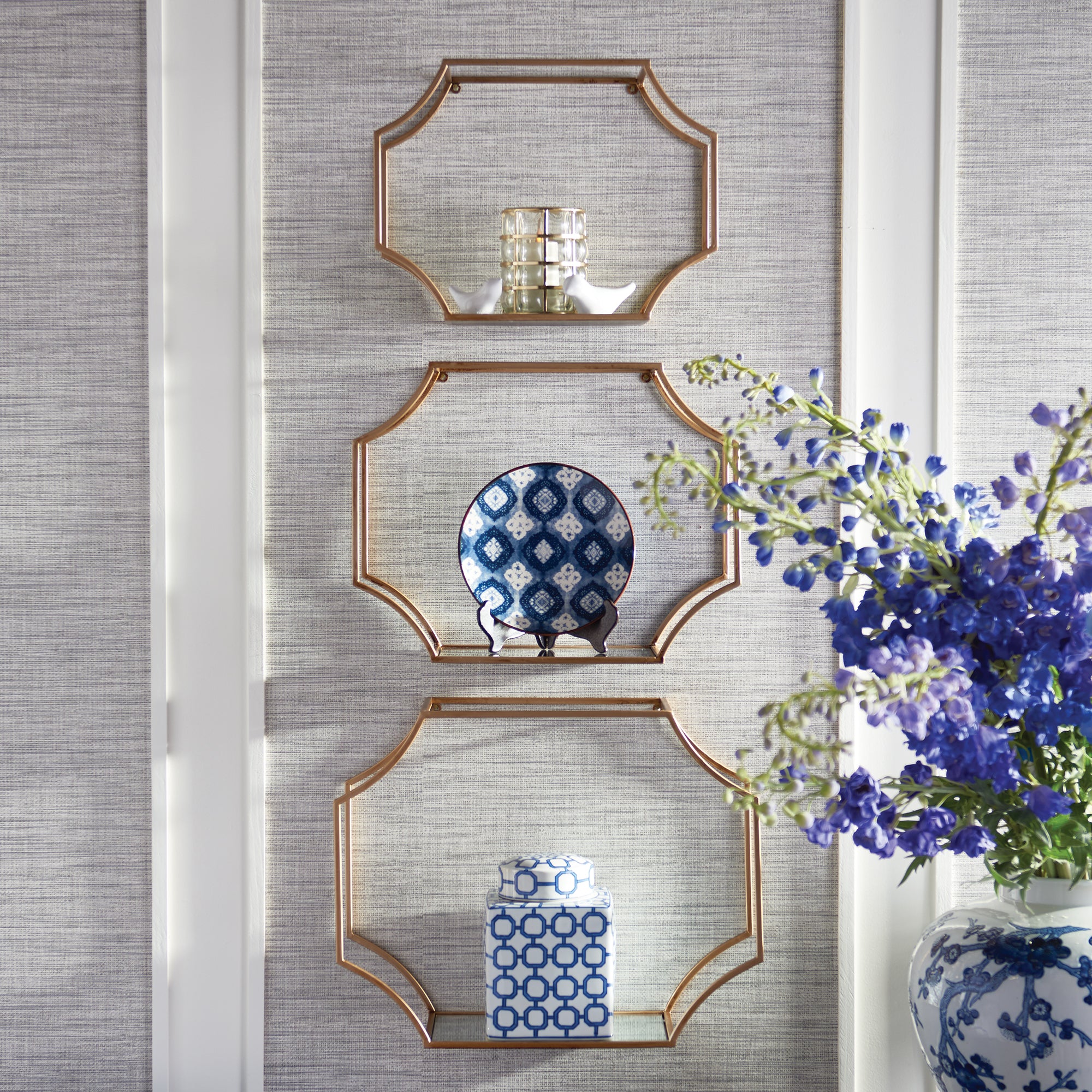 Rowan Mirrored Wall Shelves Set of 3