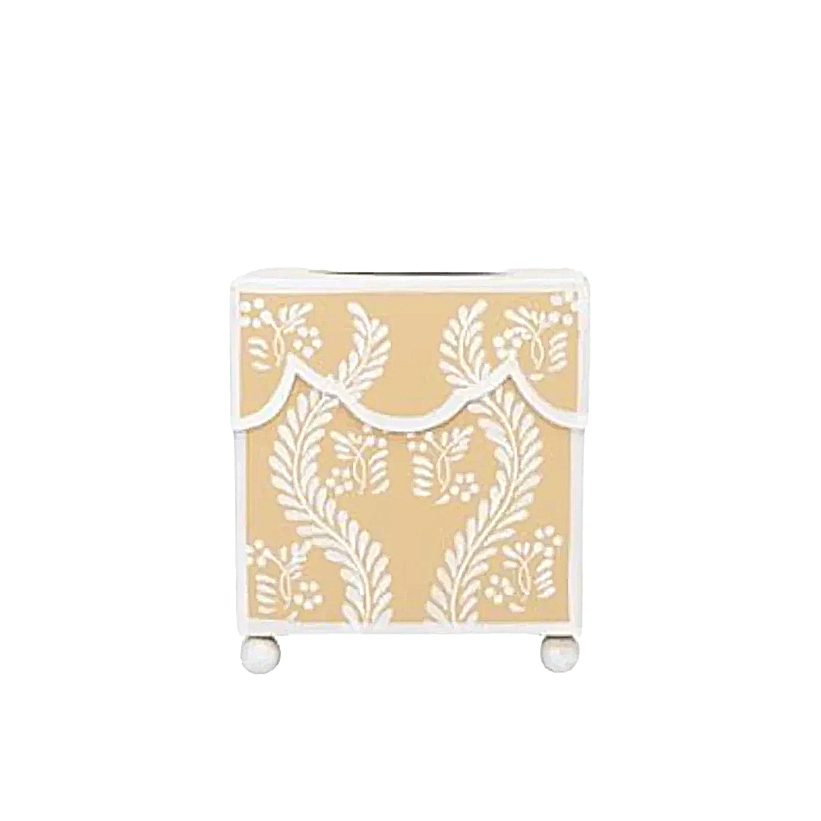 Tan Square Trellis Wastepaper Basket & Tissue Holder