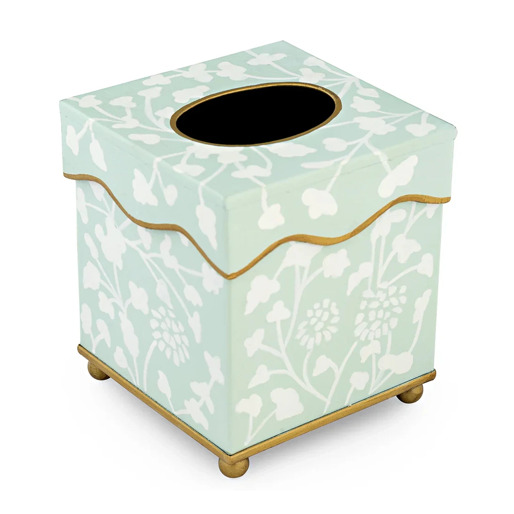 Pale Green Spring Floral Wastepaper Basket & Tissue (3 Options)