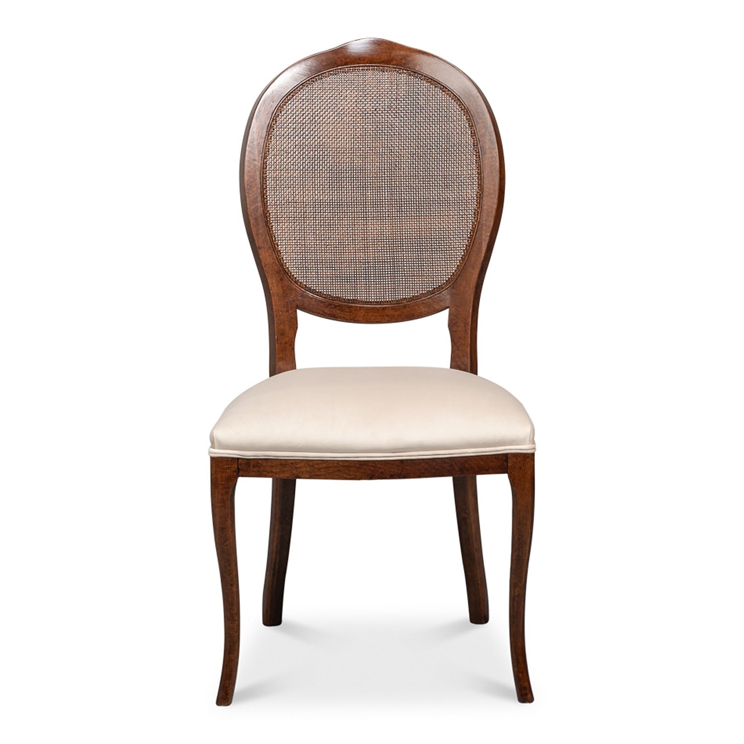 Oval Cane Back S/Chair, Walnut,Taupe Velvet - Set of 2