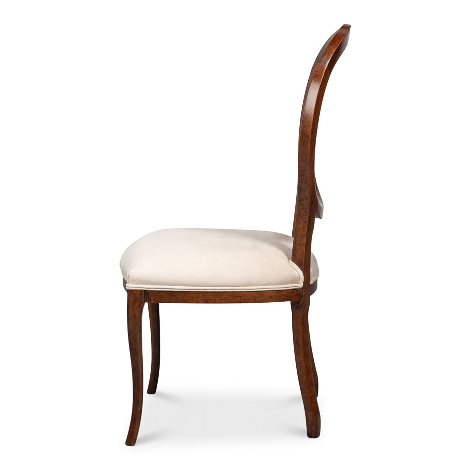 Oval Cane Back S/Chair, Walnut,Taupe Velvet - Set of 2
