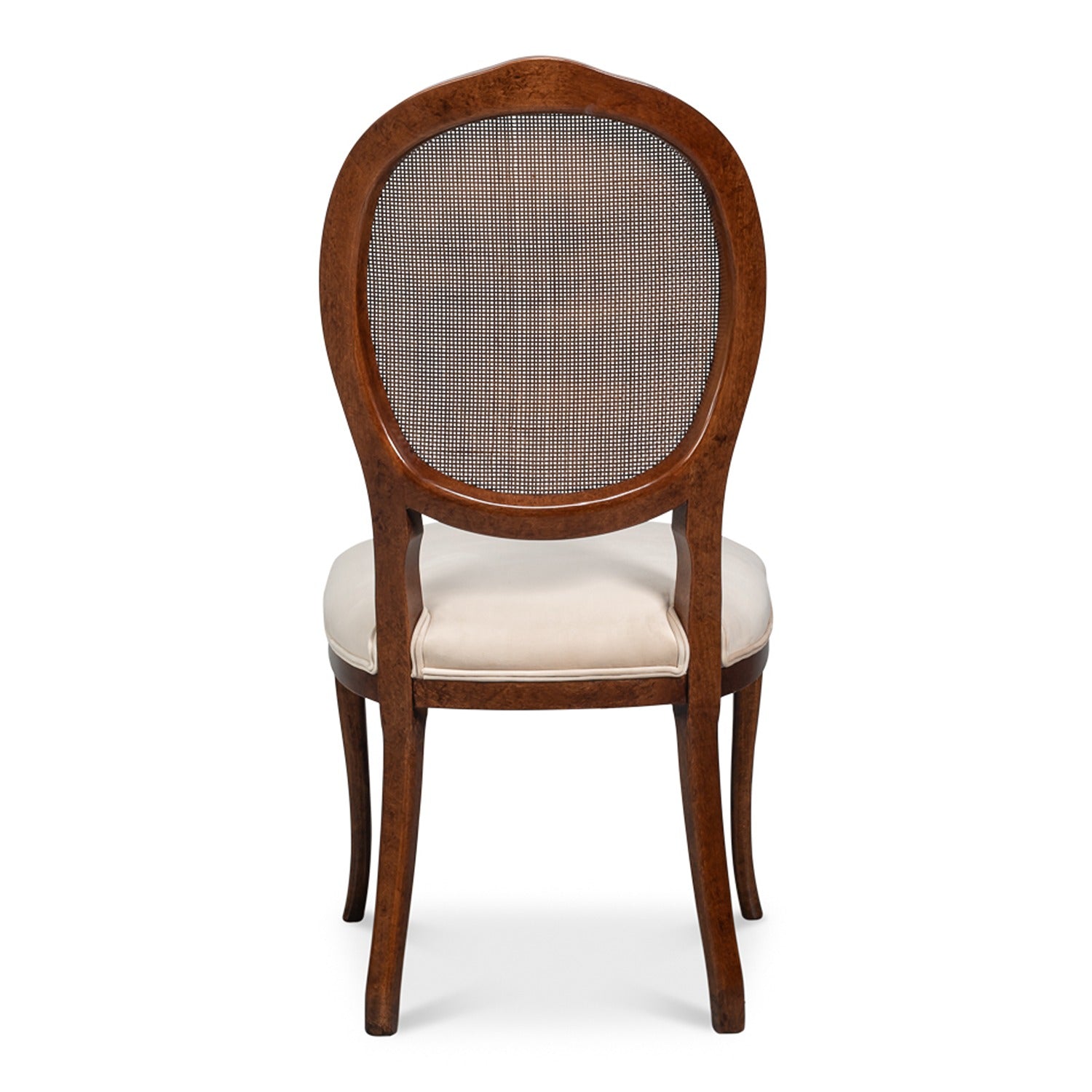 Oval Cane Back S/Chair, Walnut,Taupe Velvet - Set of 2