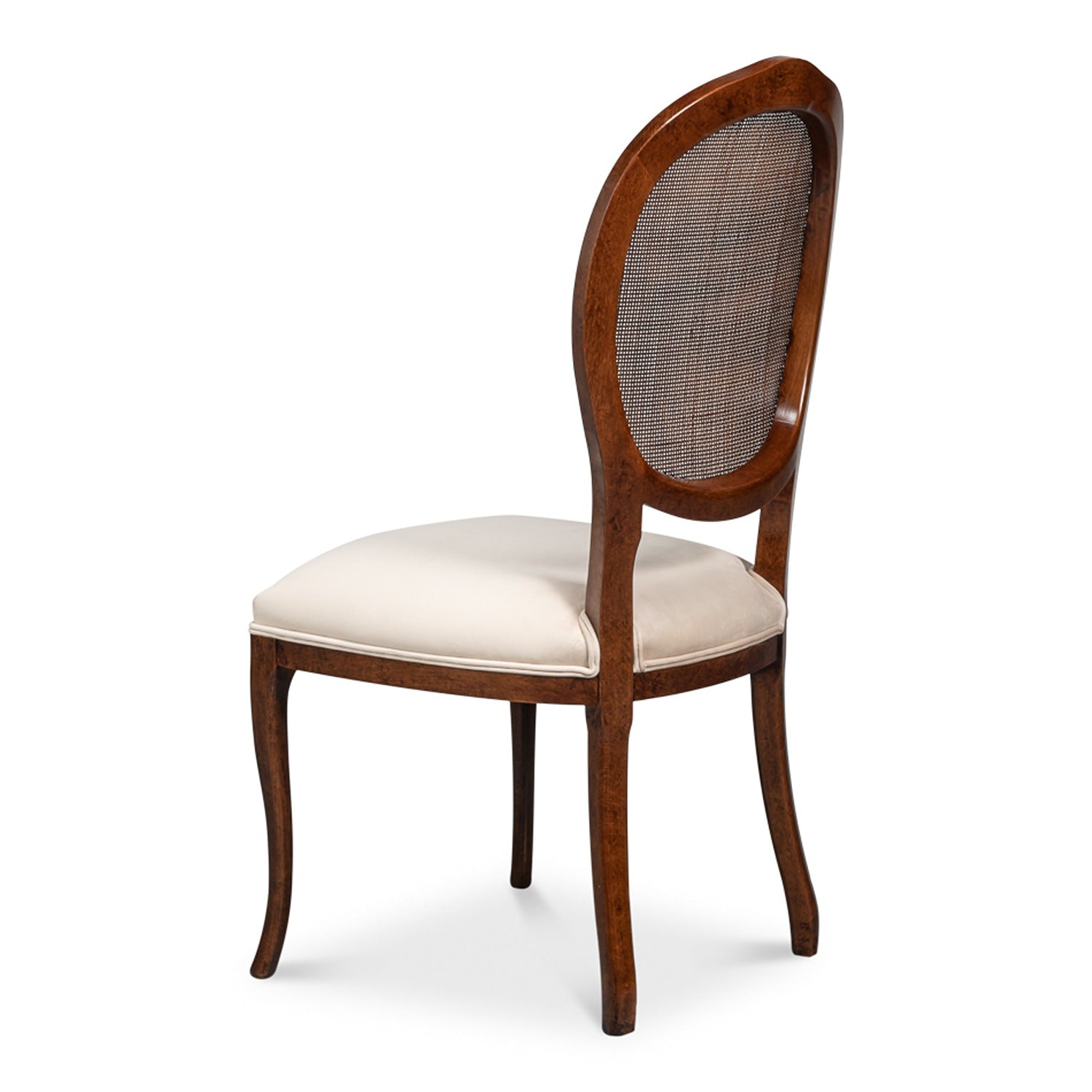 Oval Cane Back S/Chair, Walnut,Taupe Velvet - Set of 2