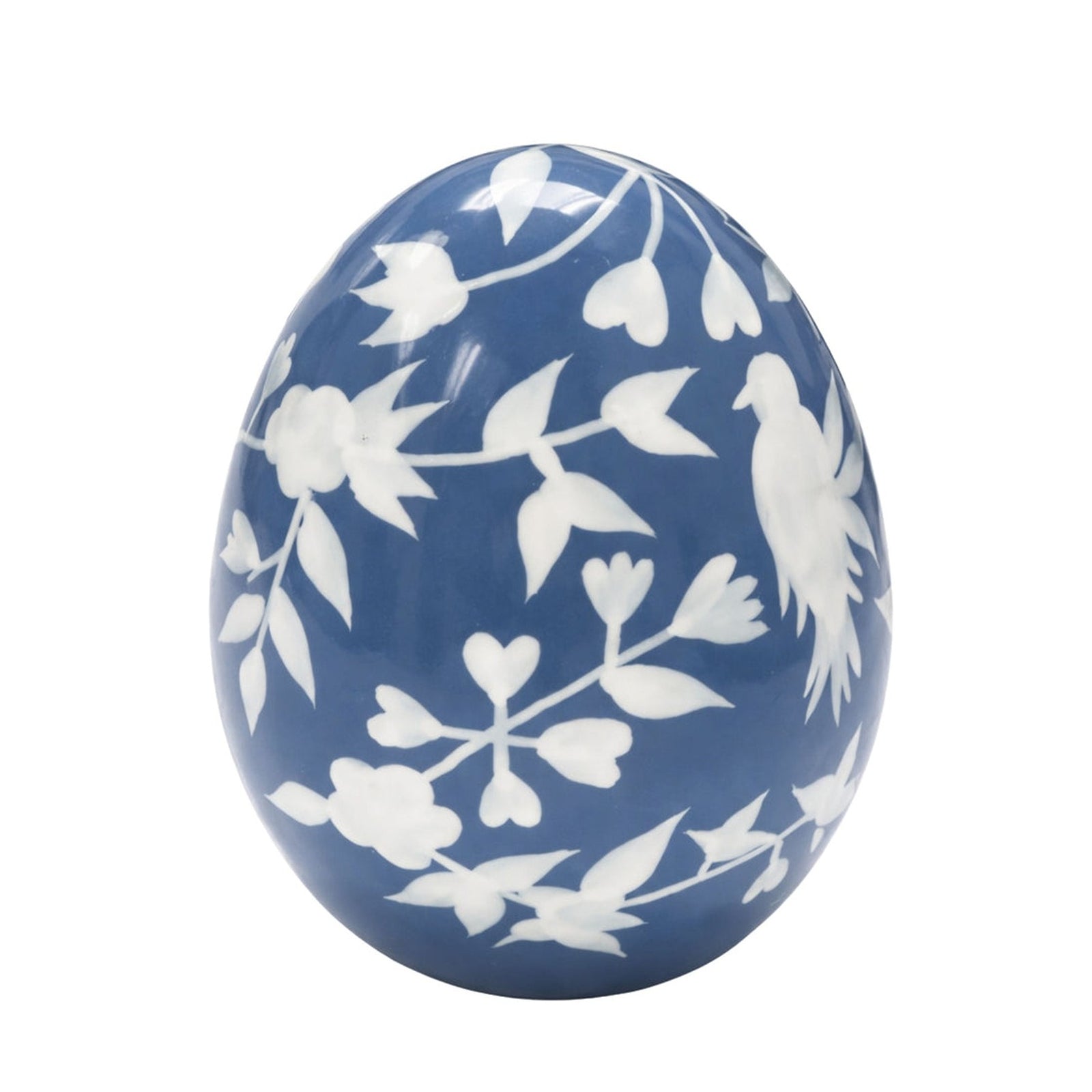 Navy & White Bird & Vine Egg