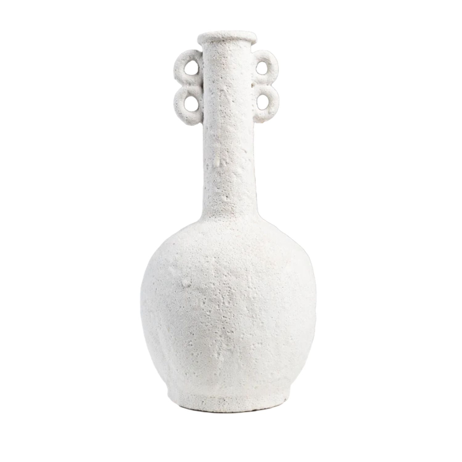 Santorini Double Handled Vase, Whitewashed