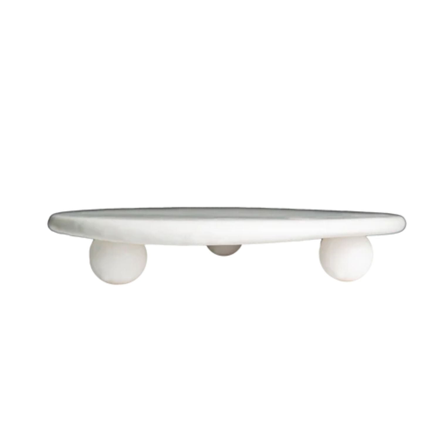 Catalina Footed Cheese / Cake Plate, Matte White, White Feet