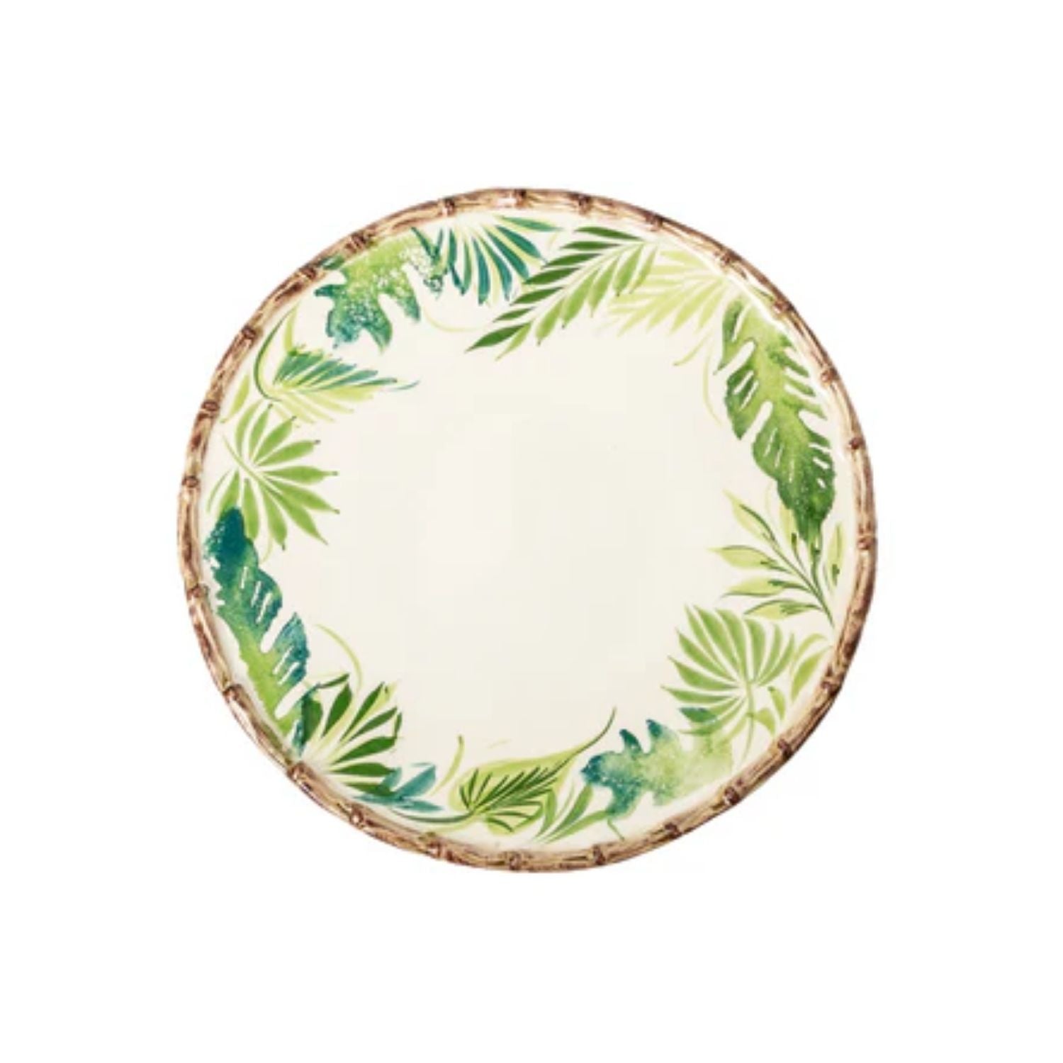 Compagnia Dinner Plate, Green Leaves w/ Bamboo, Small, Set of 4