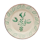 Casa Nuno Green and White Dinner Plate, 3 Flowers/Shells, Set of 2