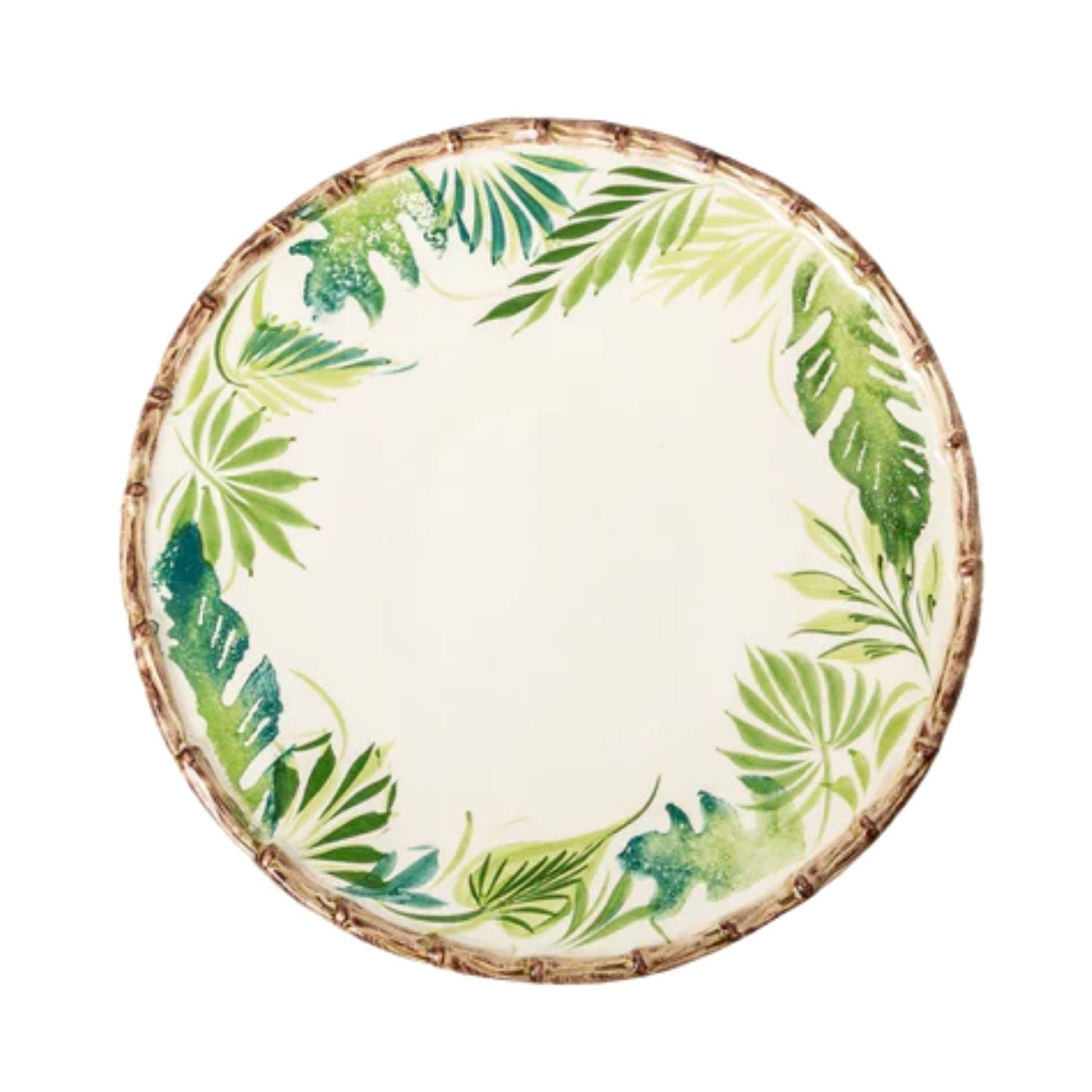 Compagnia Dinner Plate, Green Leaves w/ Bamboo, Large, Set of 4