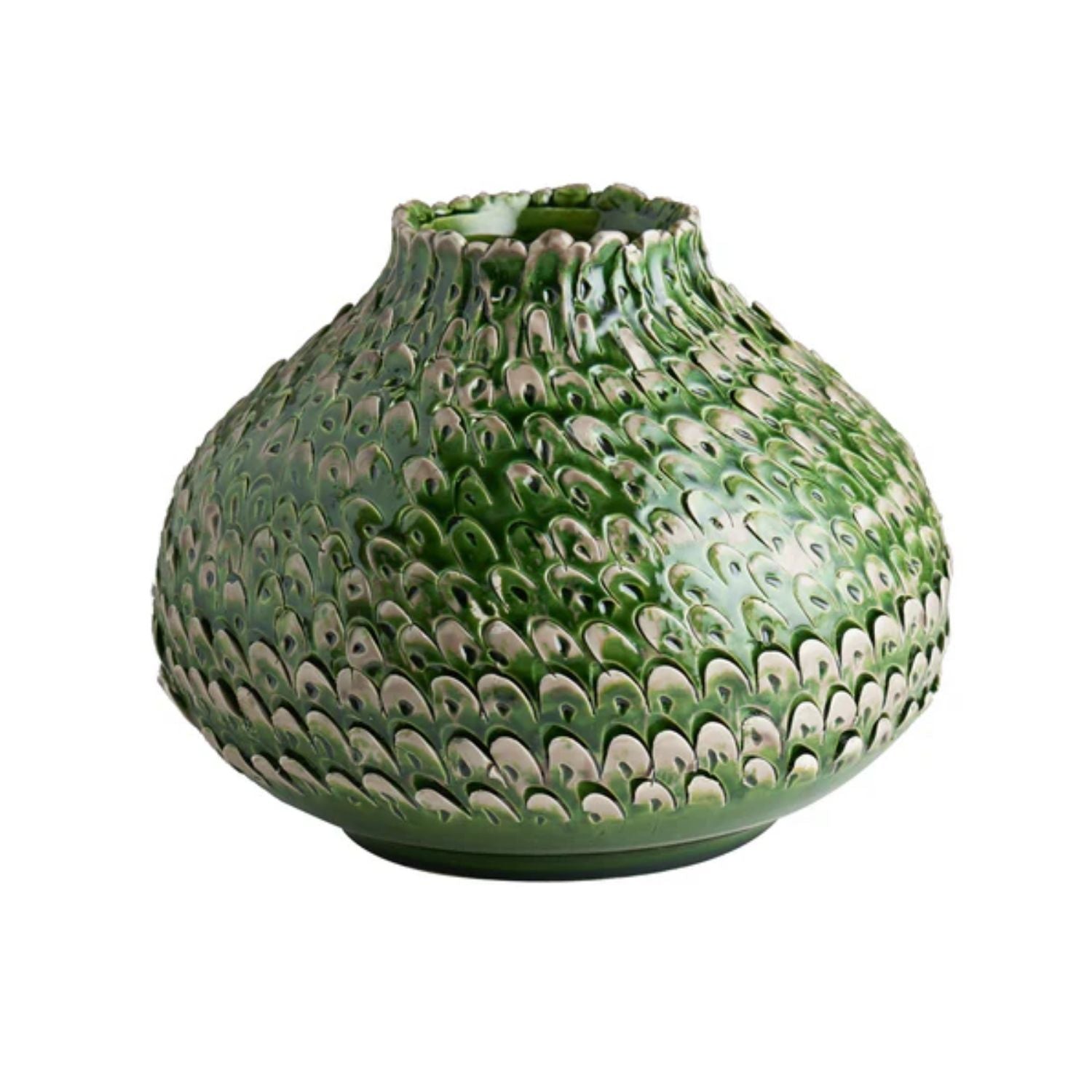 VASE SMALL FEATHER GREEN/GRAY