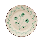 Casa Nuno Green and White Dinner Plate, 3 Flowers/Vines, Set of 2