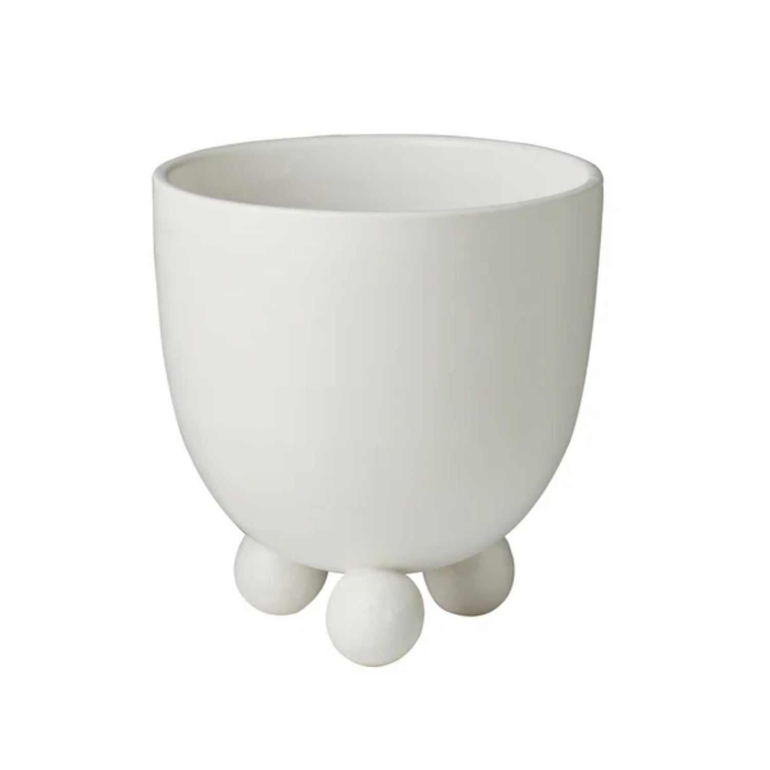 Catalina Footed Cachepot, Matte White