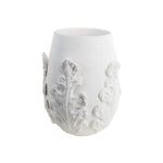 Greco Short Vase, White Leaves