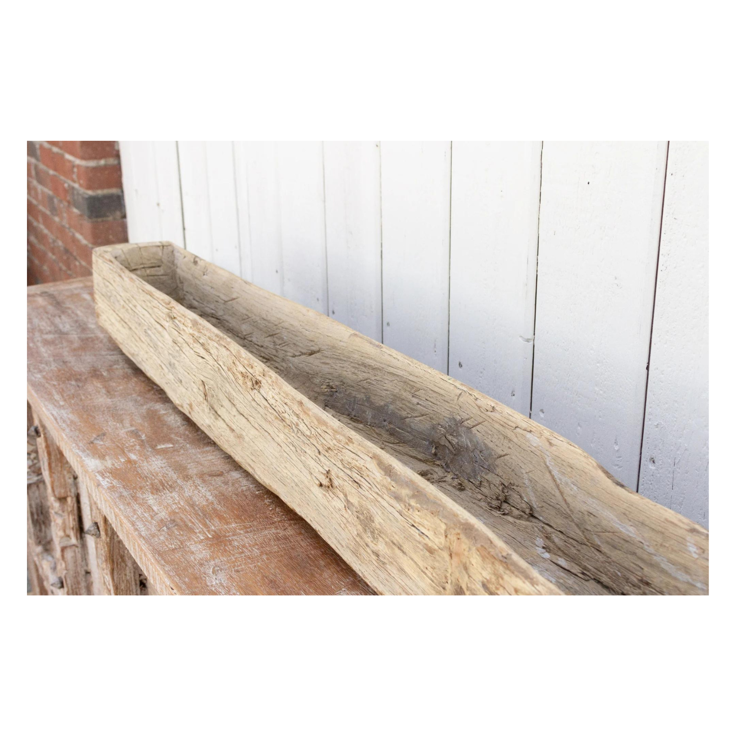 Rustic Teak Wood Log Planter