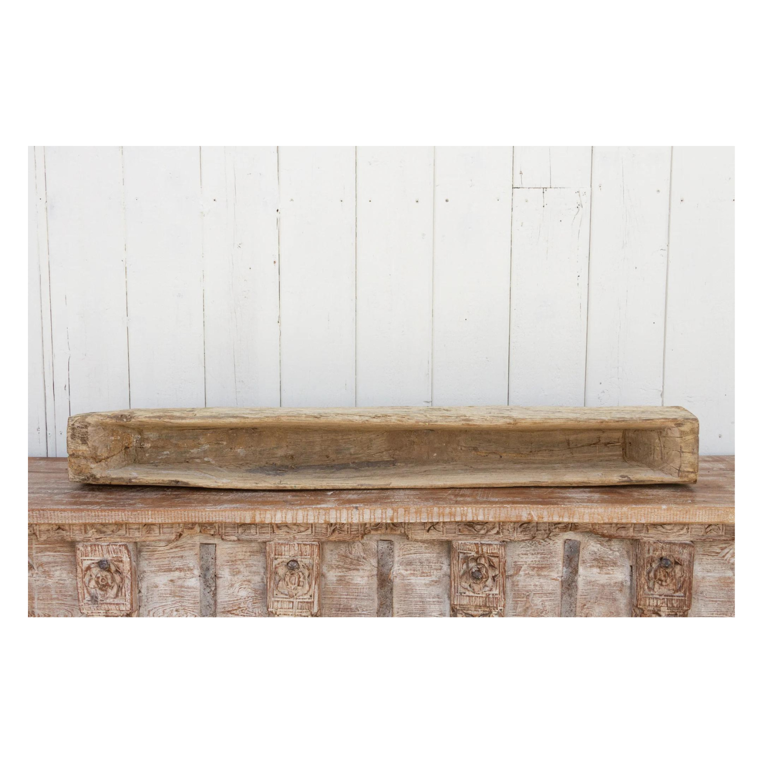 Rustic Teak Wood Log Planter