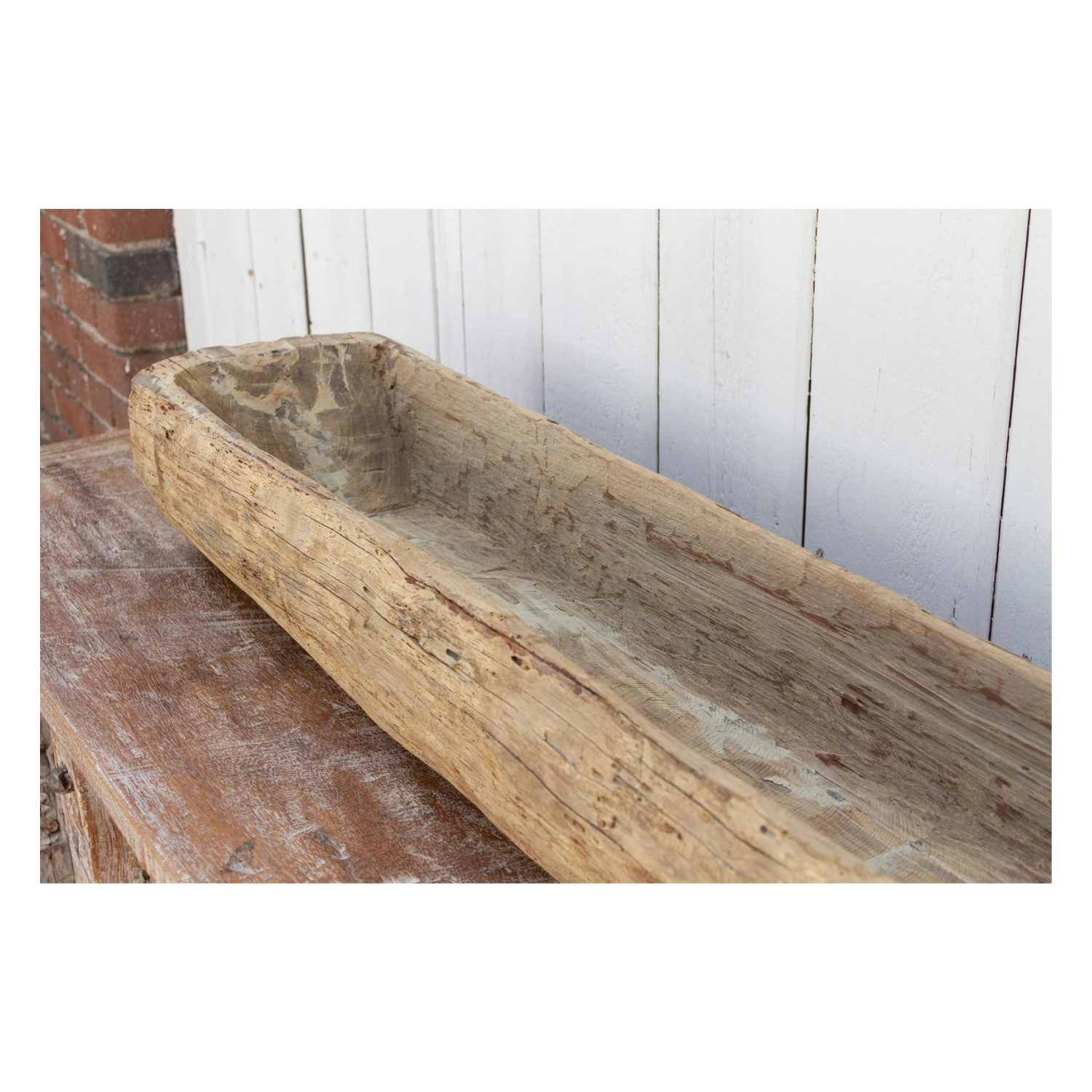 Rustic Teak Wood Log Planter