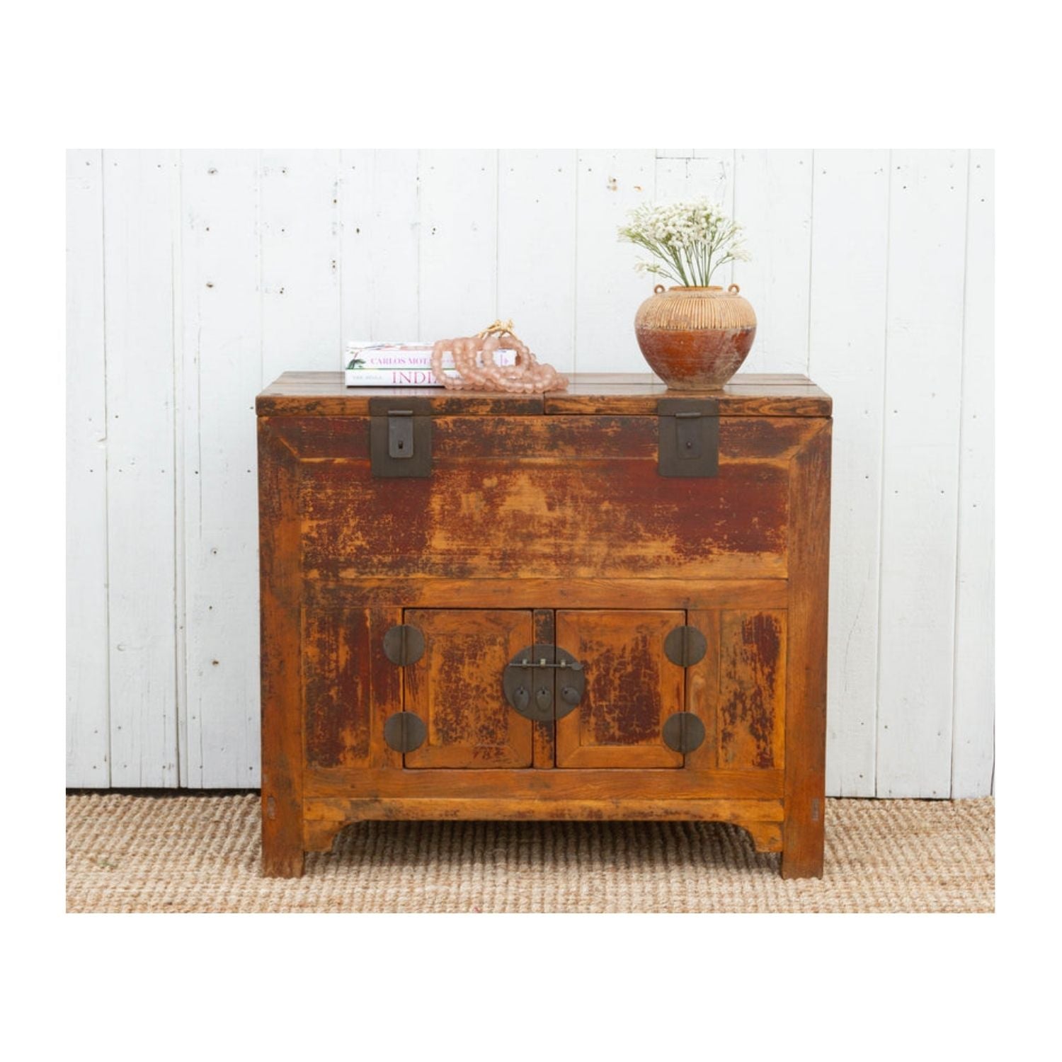 Antique Country Elm Money Cabinet