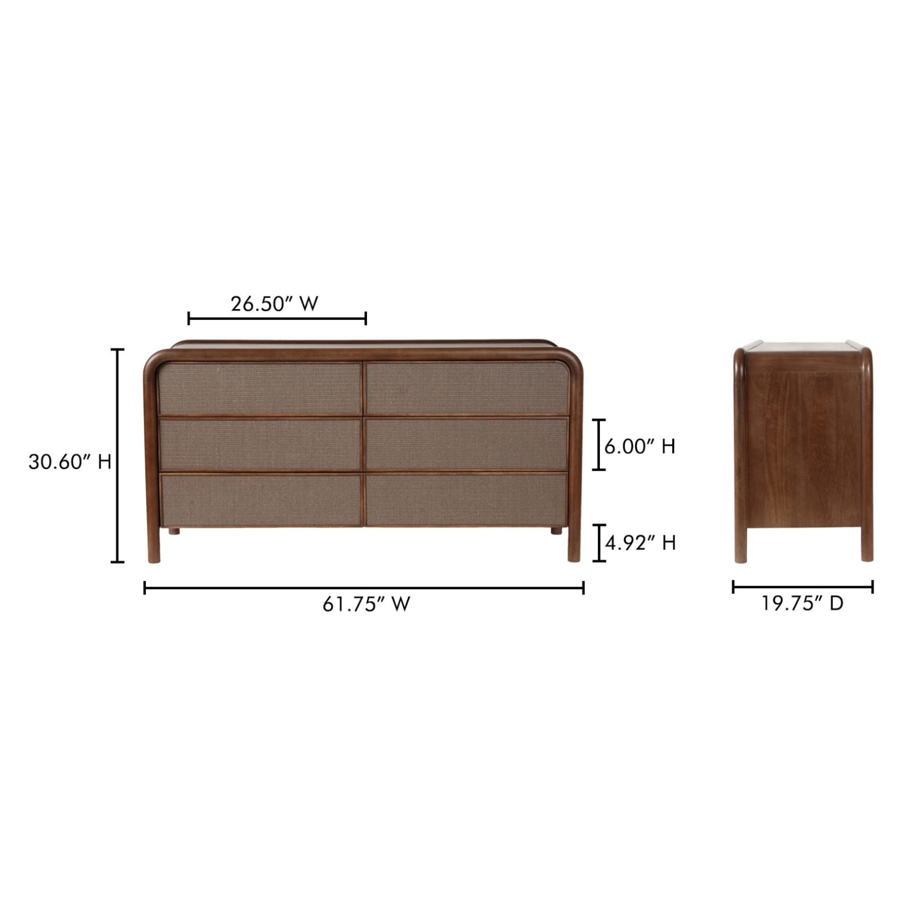 Larkin 6 Drawer Dresser Warm Brown