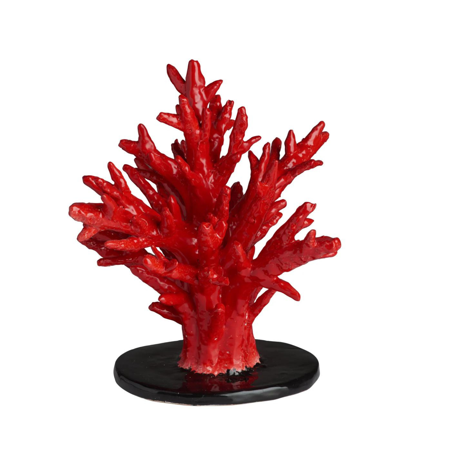 Coral, Red w/ Black Oval Vase, Large