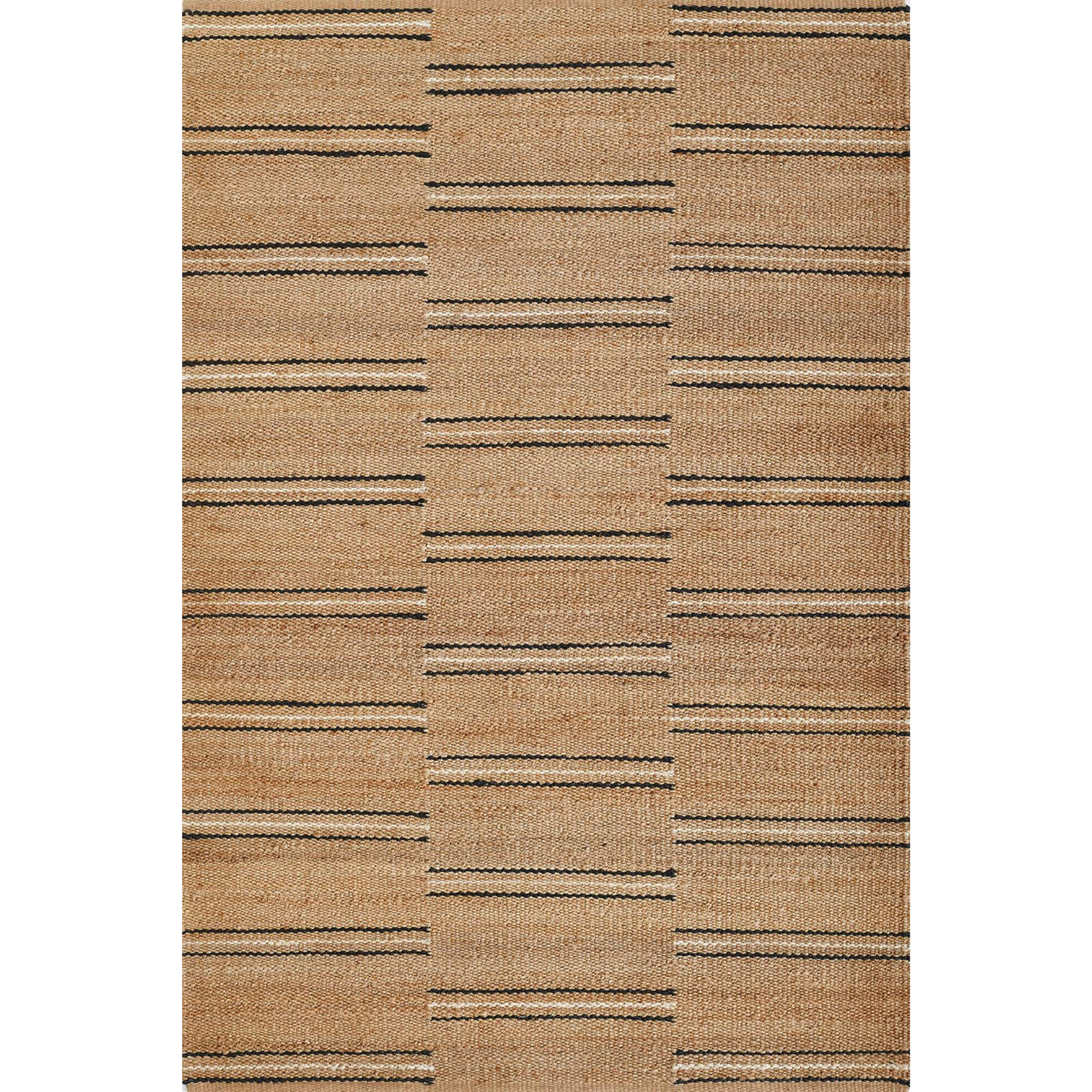 Erin Gates by Momeni Crescent Broken Stripe Natural-Black Hand Woven Jute Area Rug