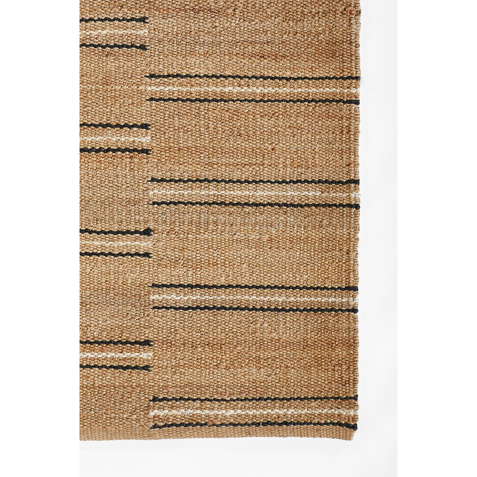 Erin Gates by Momeni Crescent Broken Stripe Natural-Black Hand Woven Jute Area Rug