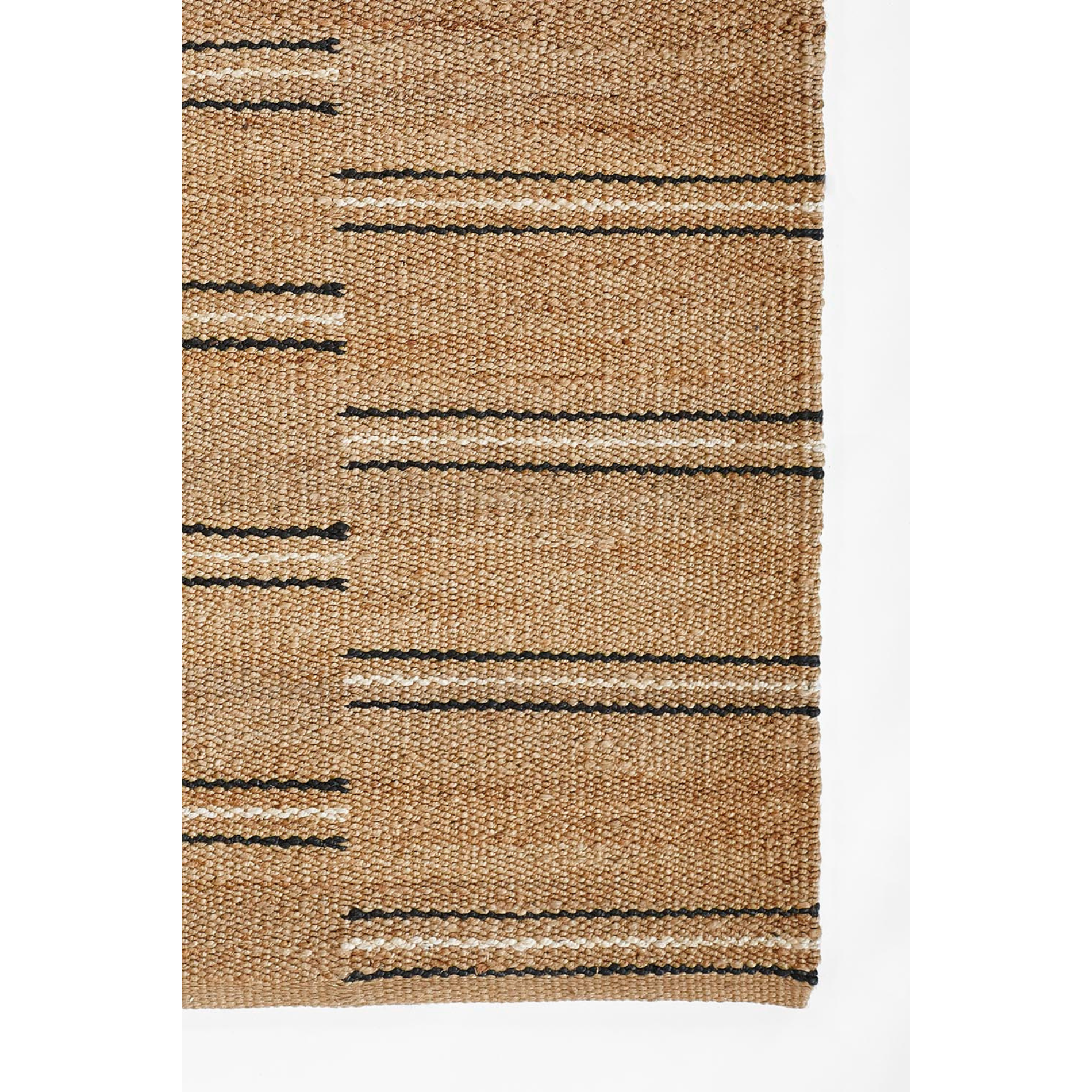 Erin Gates by Momeni Crescent Broken Stripe Natural-Black Hand Woven Jute Area Rug
