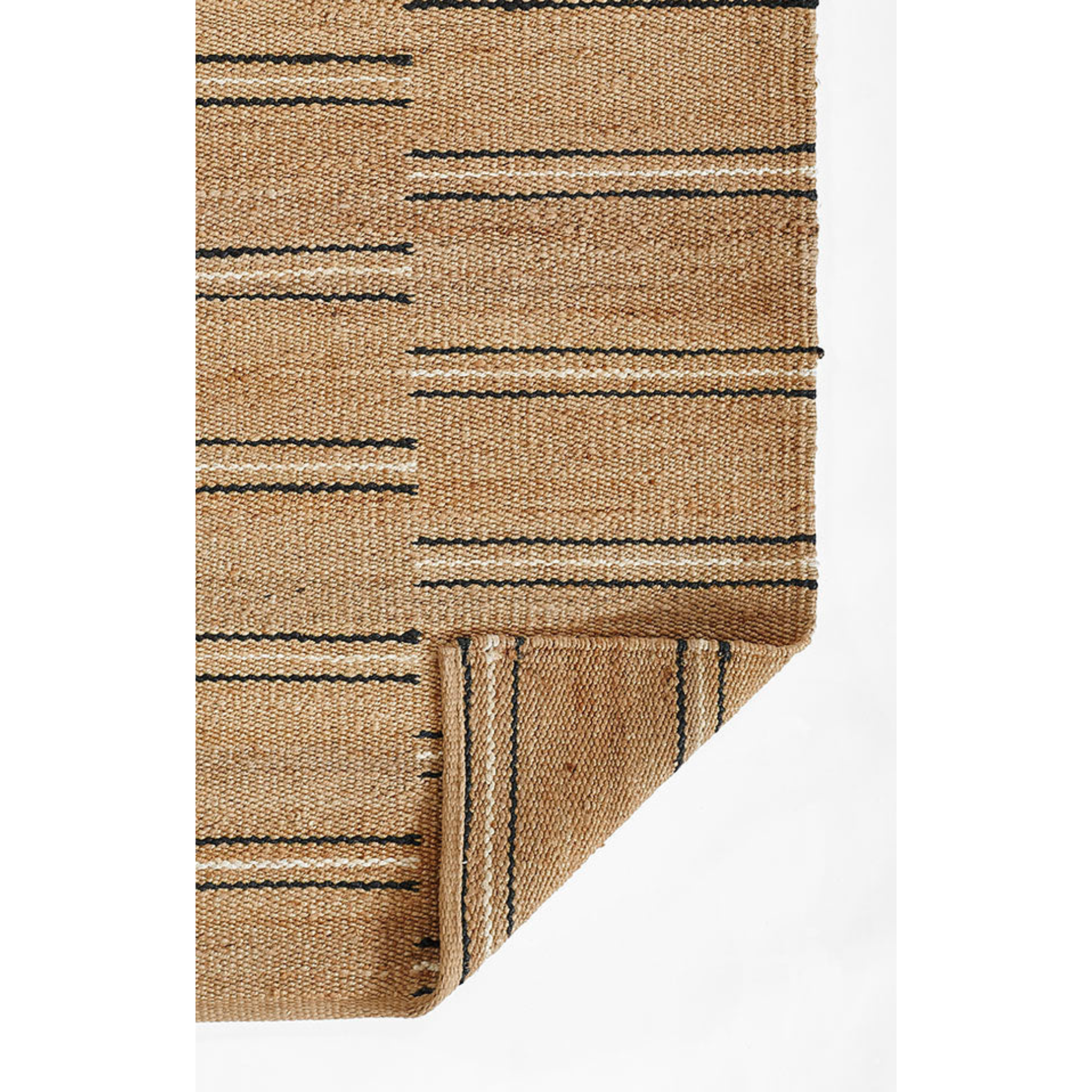 Erin Gates by Momeni Crescent Broken Stripe Natural-Black Hand Woven Jute Area Rug