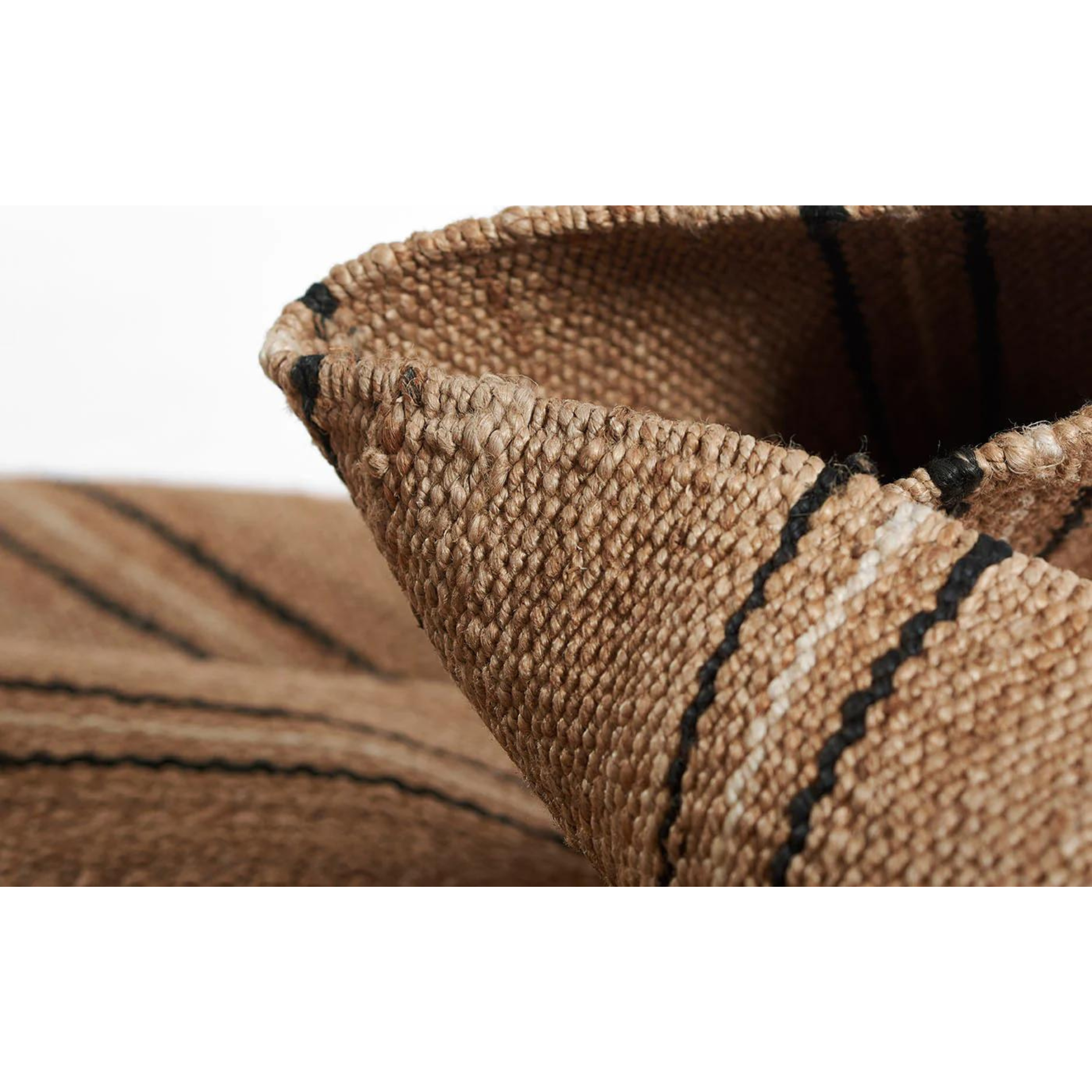 Erin Gates by Momeni Crescent Broken Stripe Natural-Black Hand Woven Jute Area Rug