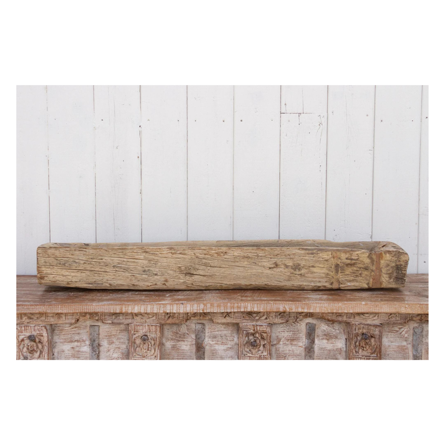 Rustic Teak Wood Log Planter