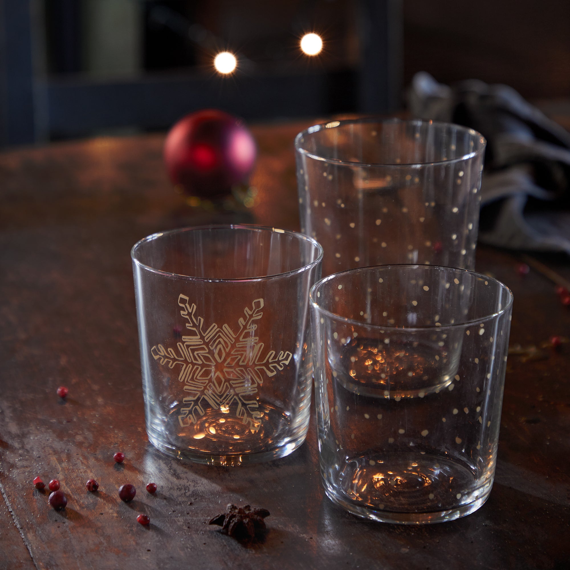 Set 6 Double Old Fashion Glasses Festive Glassware by Casafina