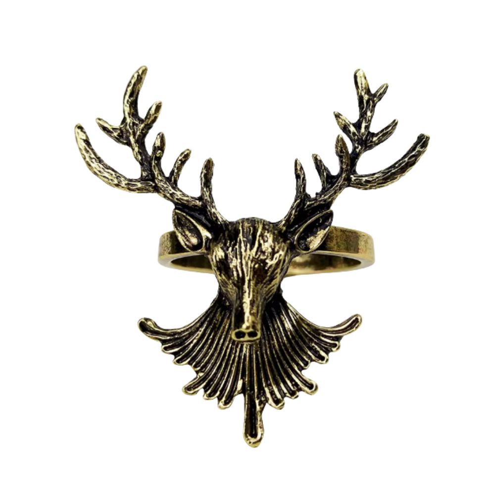 Stag Napkin Rings - Antiqued Gold (Set of 4)