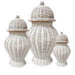 White Round Wicker Jar