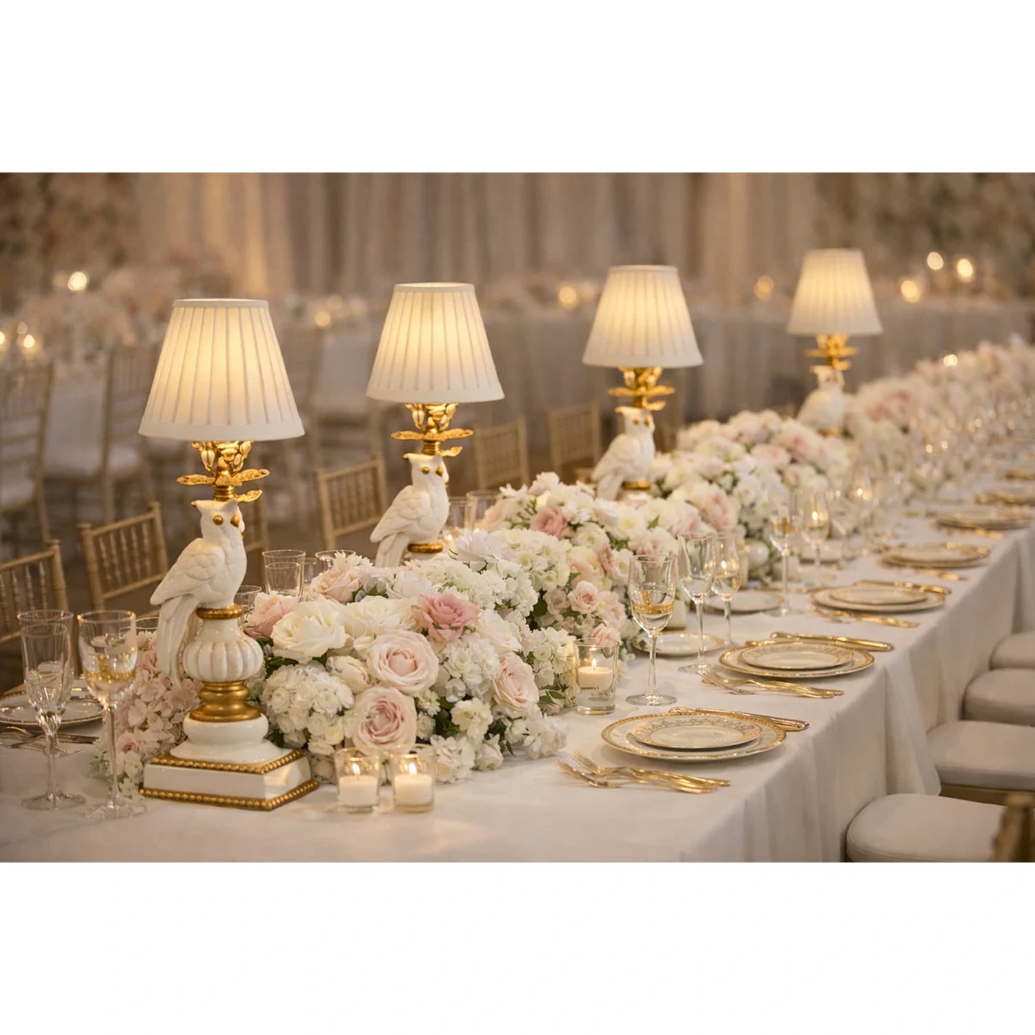 White & Gold Bird Rechargeable Lamp